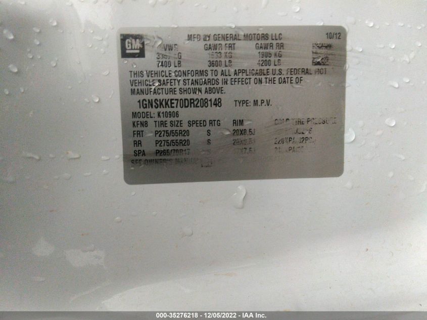 2013 CHEVROLET SUBURBAN 1500 LTZ - 1GNSKKE70DR208148