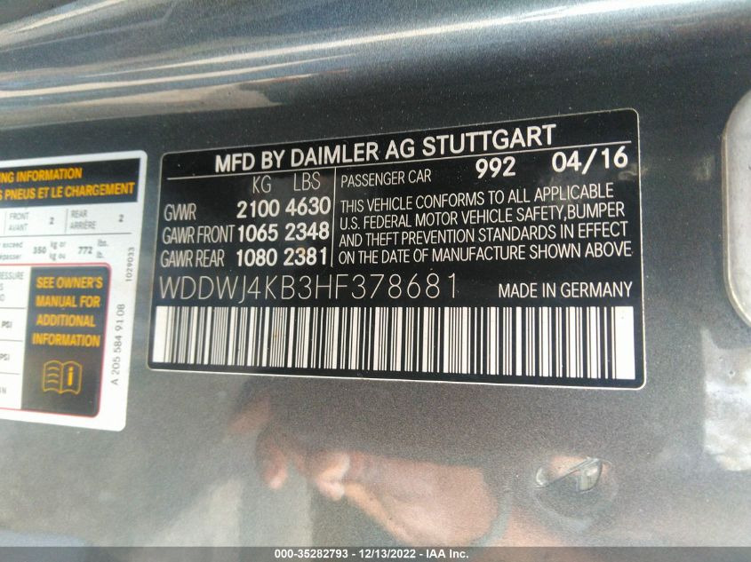 2017 MERCEDES-BENZ C-CLASS C 300 WDDWJ4KB3HF378681