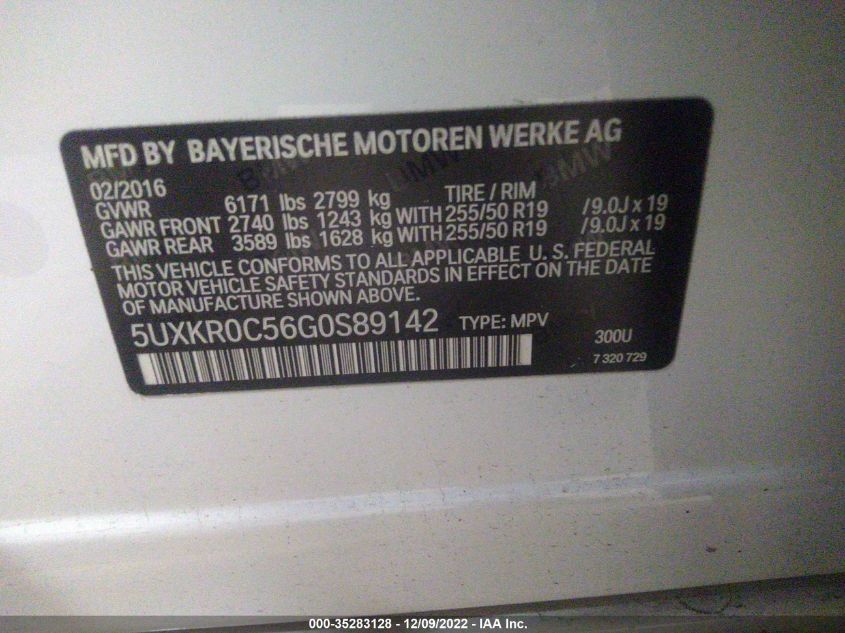 5UXKR0C56G0S89142 2016 BMW X5, photo no. 9