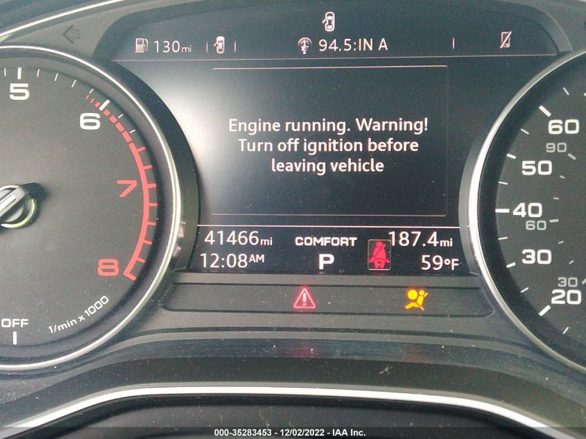 2018 AUDI A4 TECH PREMIUM WAUDNAF41JN001436