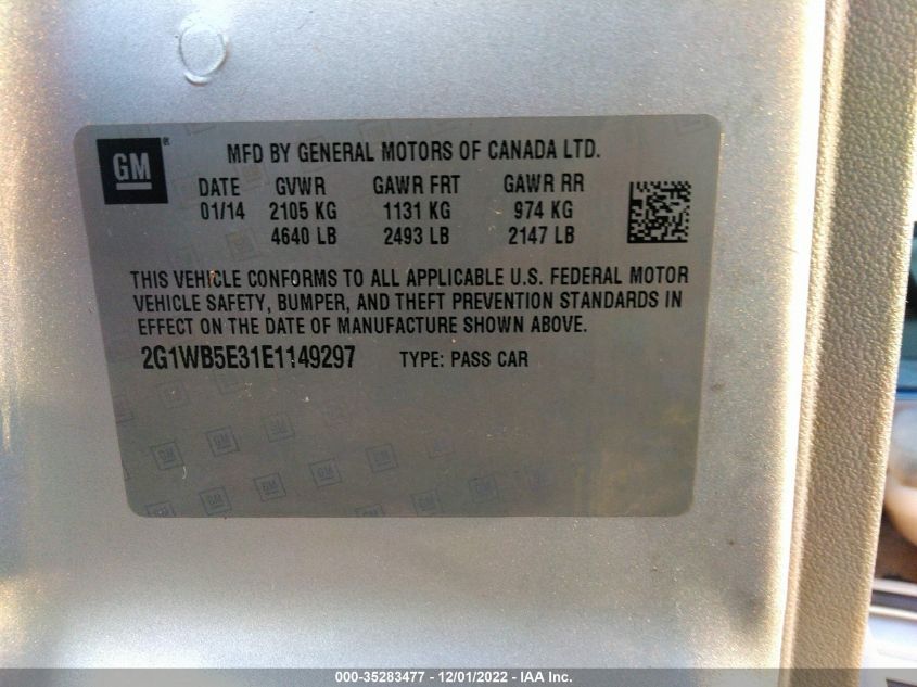2014 CHEVROLET IMPALA LIMITED LT 2G1WB5E31E1149297