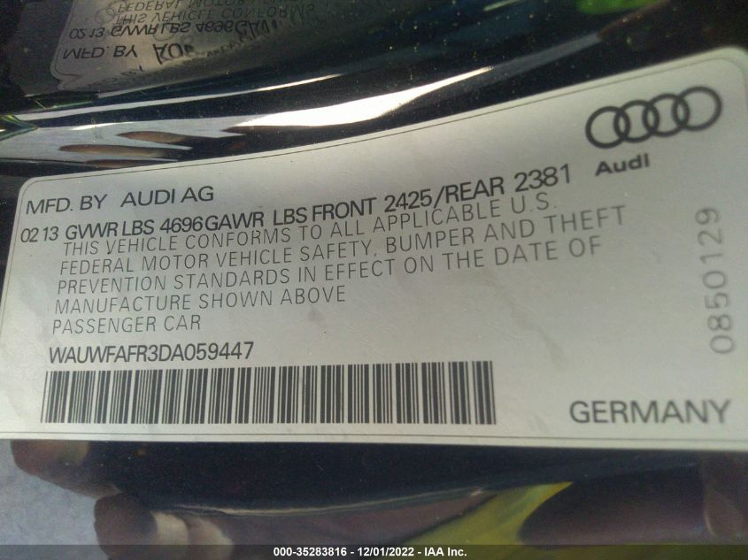 2013 AUDI A5 PRESTIGE WAUWFAFR3DA059447