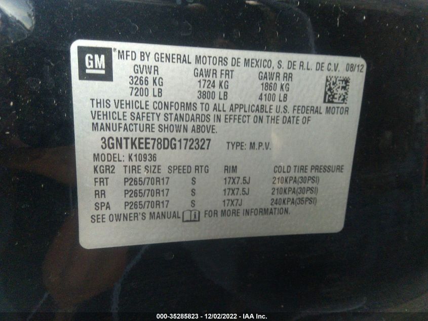 2013 CHEVROLET AVALANCHE LS 3GNTKEE78DG172327