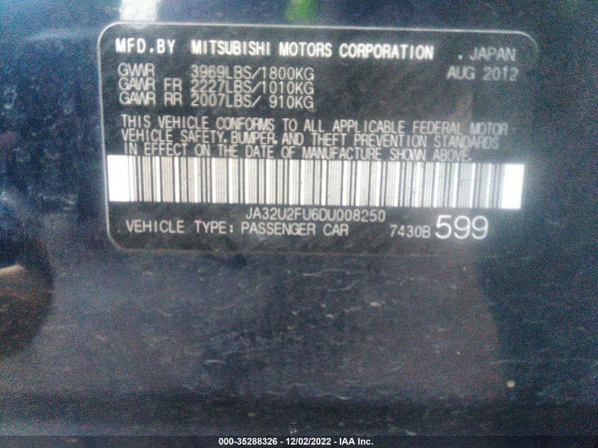 2013 MITSUBISHI LANCER ES JA32U2FU6DU008250