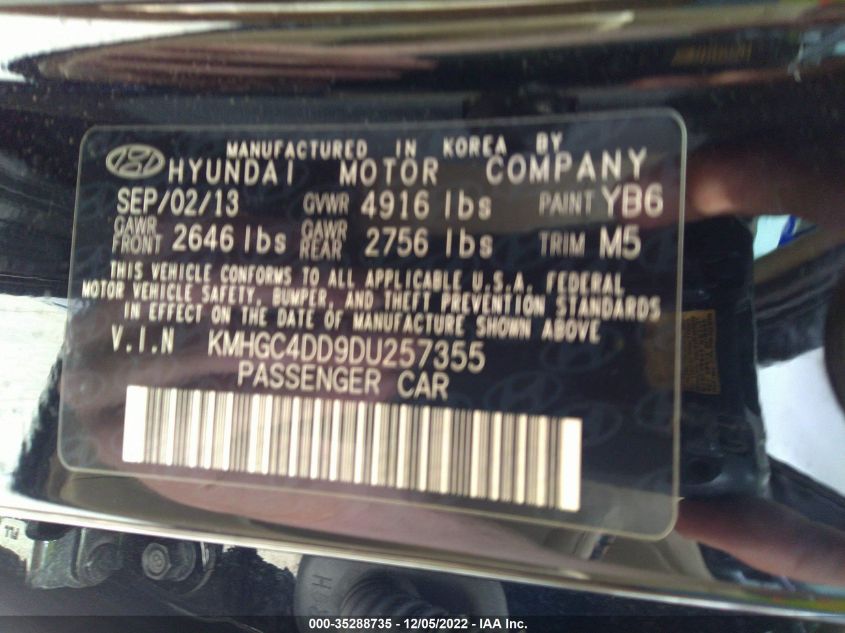 2013 HYUNDAI GENESIS 3.8L KMHGC4DD9DU257355