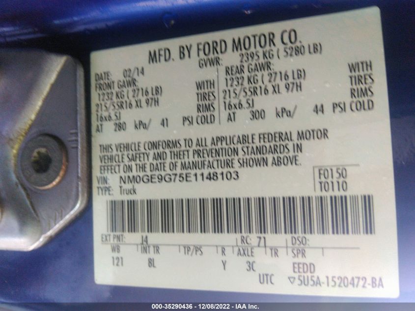 2014 FORD TRANSIT CONNECT WAGON TITANIUM NM0GE9G75E1148103