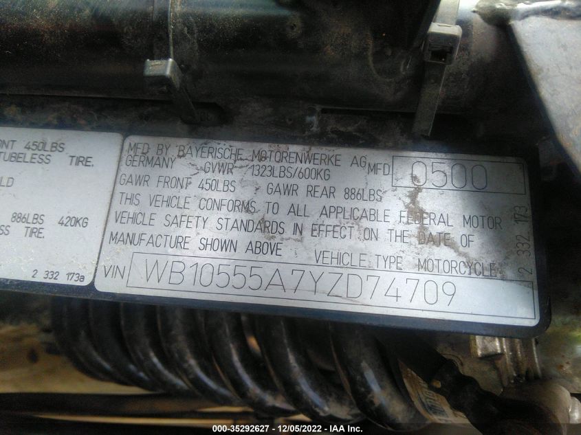2000 BMW K1200 LT WB10555A7YZD74709