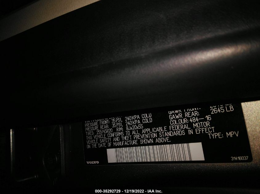 2015 VOLVO XC60 T6 PLATINUM YV4902RM3F2654266