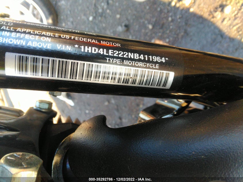 VIN 1HD4LE222NB411964 2022 HARLEY-DAVIDSON XL883 N
