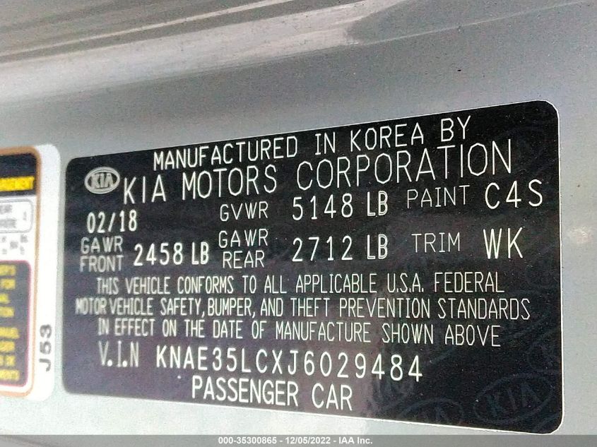 2018 KIA STINGER GT KNAE35LCXJ6029484