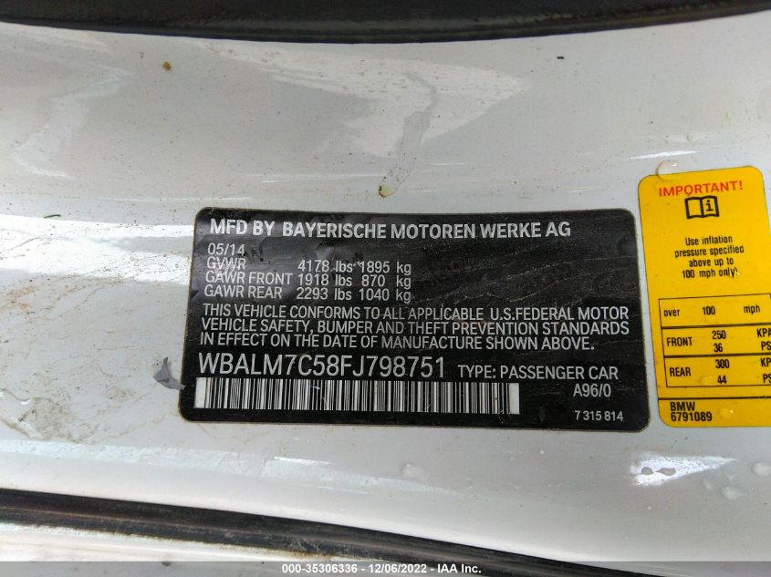 2015 BMW Z4 SDRIVE35I WBALM7C58FJ798751