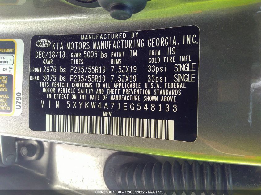 2014 KIA SORENTO SX - 5XYKW4A71EG548133