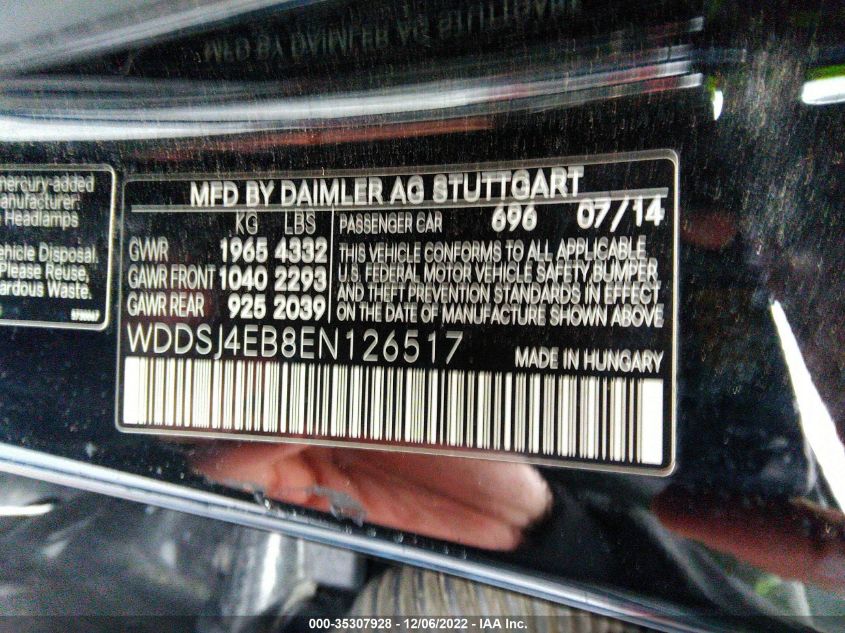 2014 MERCEDES-BENZ CLA-CLASS CLA 250 - WDDSJ4EB8EN126517