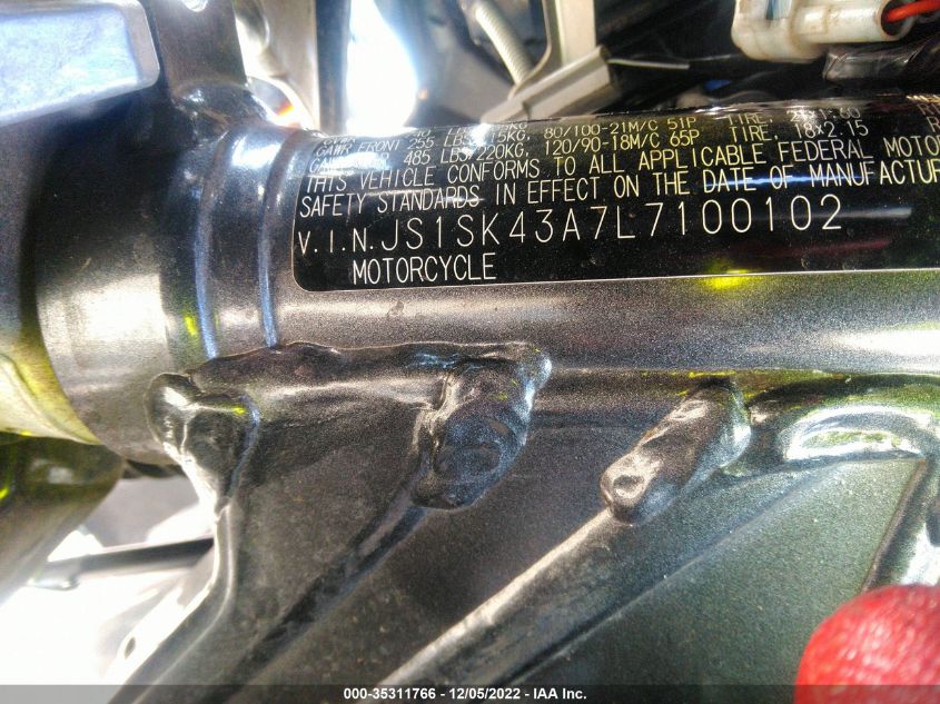 2020 SUZUKI DR-Z400 S JS1SK43A7L7100102