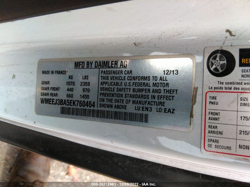 2014 SMART FORTWO PURE/PASSION WMEEJ3BA5EK760464