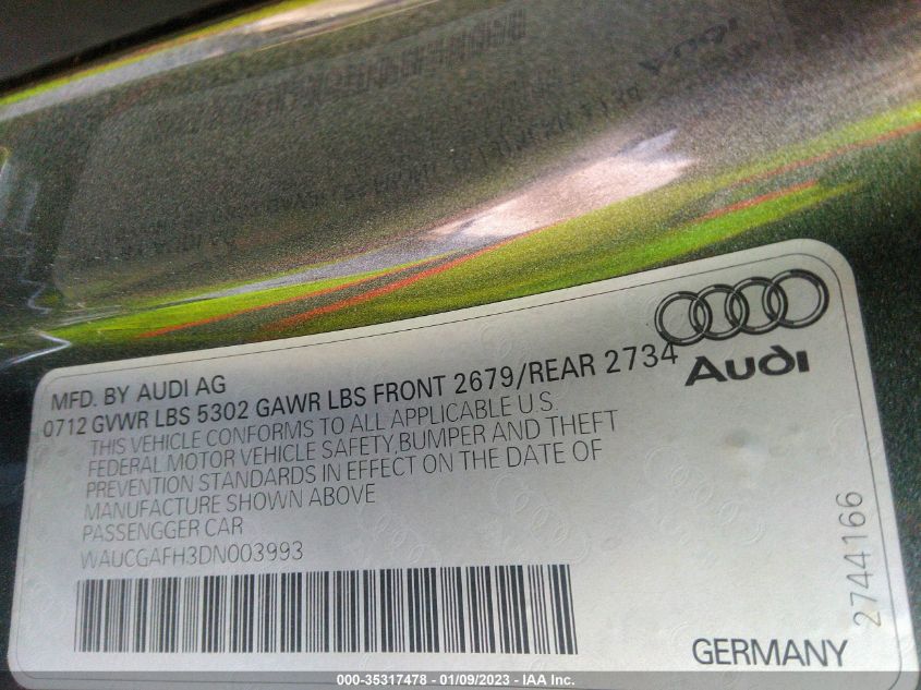2013 AUDI S5 PREMIUM PLUS WAUCGAFH3DN003993