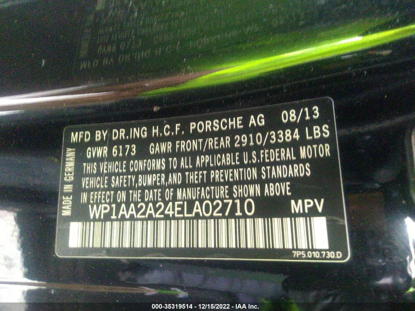 2014 PORSCHE CAYENNE WP1AA2A24ELA02710