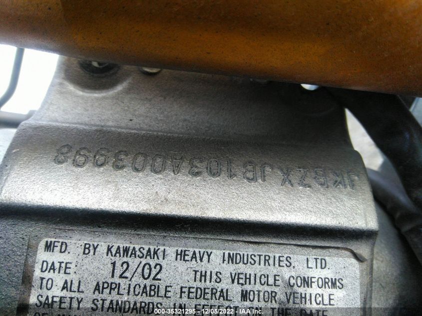 2003 KAWASAKI ZX636 B1 JKBZXJB103A003998