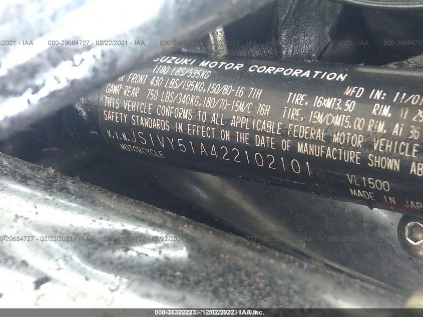 2002 SUZUKI VL1500 JS1VY51A422102101