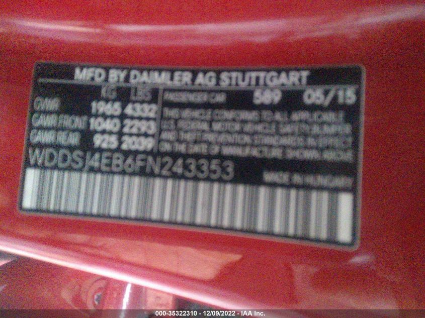 2015 MERCEDES-BENZ CLA-CLASS CLA 250 - WDDSJ4EB6FN243353