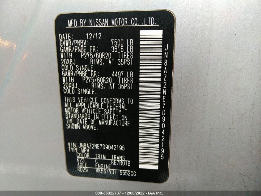 2013 INFINITI QX56 JN8AZ2NE7D9042195