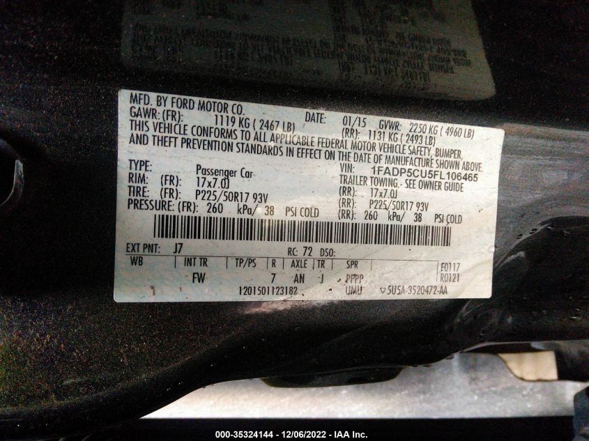 2015 FORD C-MAX ENERGI SEL 1FADP5CU5FL106465