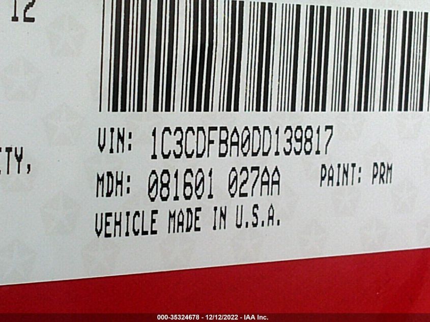 2013 DODGE DART SXT 1C3CDFBA0DD139817