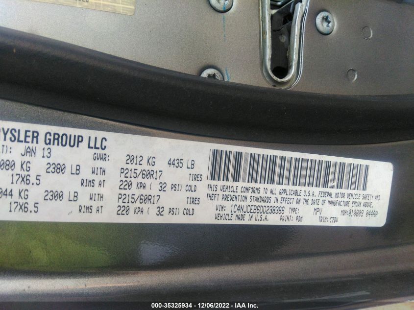 2013 JEEP COMPASS LATITUDE - 1C4NJCEB6DD238366