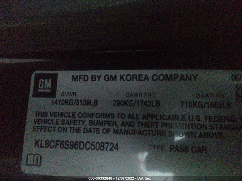 2013 CHEVROLET SPARK LT KL8CF6S96DC508724