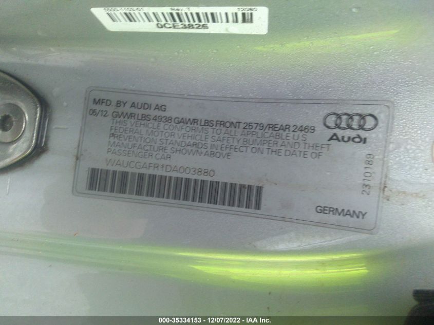 2013 AUDI S5 PREMIUM PLUS WAUCGAFR1DA003880