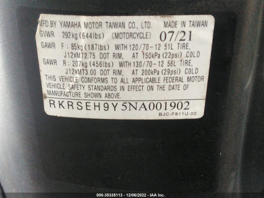 2022 YAMAHA YW125 RKRSEH9Y5NA001902