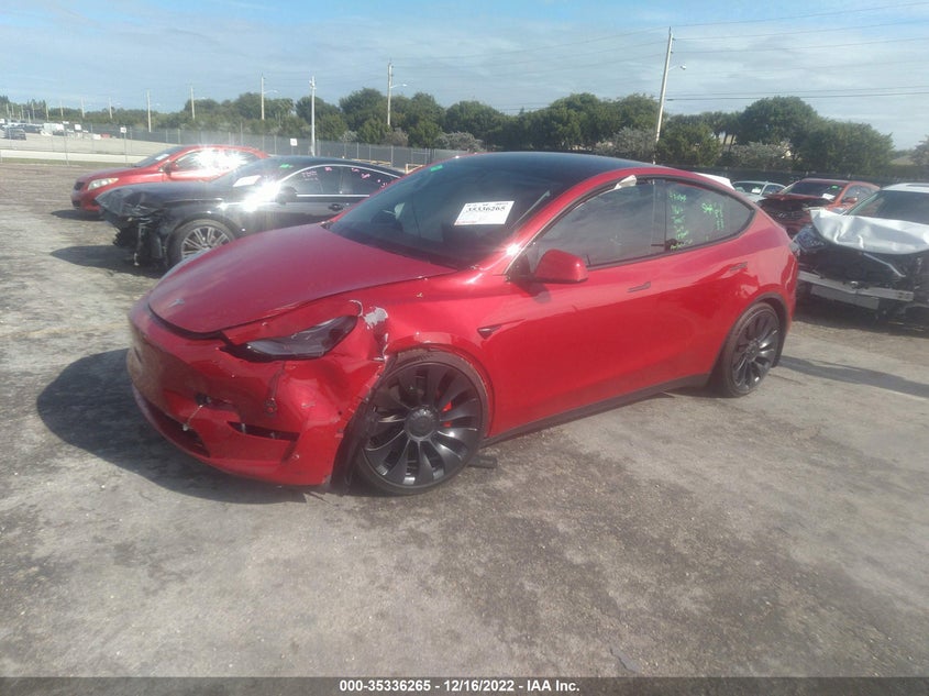 VIN 7SAYGDEF2NF337722 2022 TESLA MODEL Y PERFORMANCE