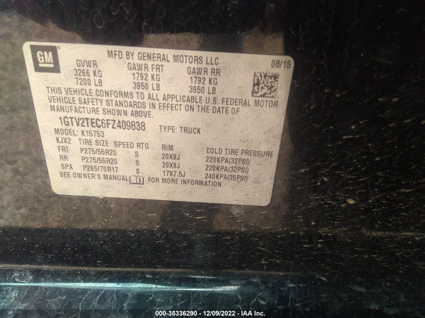 2015 GMC SIERRA 1500 - 1GTV2TEC6FZ409838