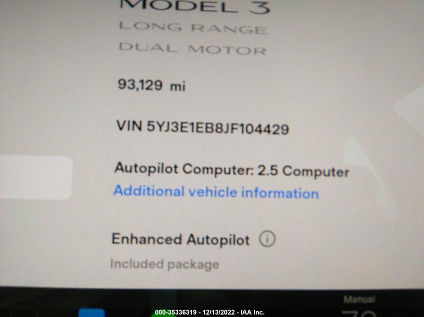 VIN 5YJ3E1EB8JF104429 2018 TESLA MODEL 3 LONG RANGE