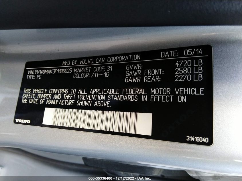 2015 VOLVO S80 T5 DRIVE-E YV140MAK3F1186025