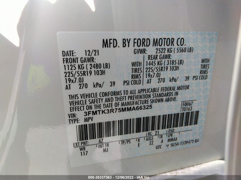 2021 FORD MUSTANG MACH-E PREMIUM 3FMTK3R75MMA66325