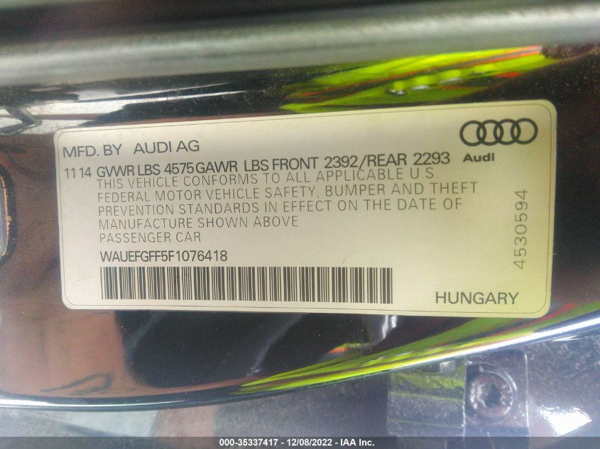 2015 AUDI A3 2.0T PREMIUM PLUS WAUEFGFF5F1076418