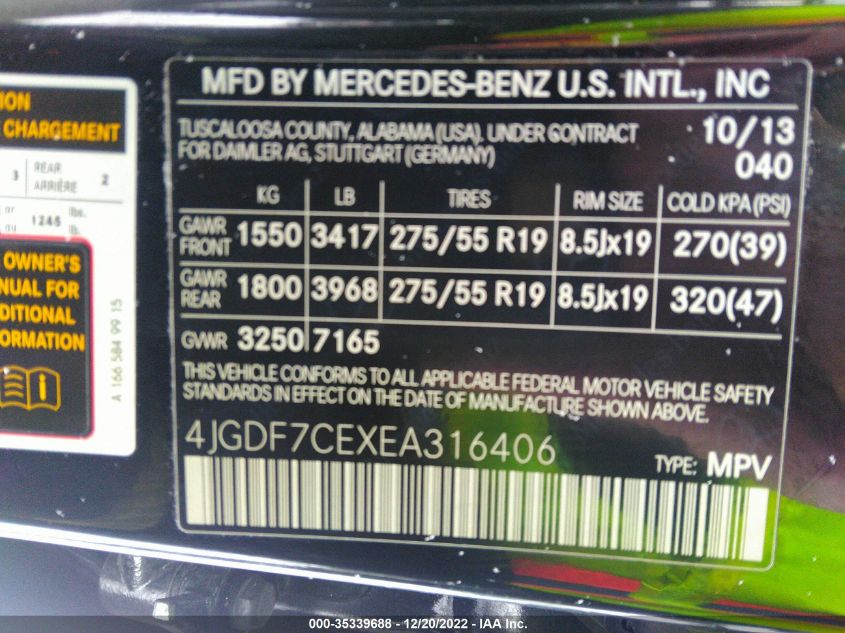2014 MERCEDES-BENZ GL-CLASS GL 450 4JGDF7CEXEA316406