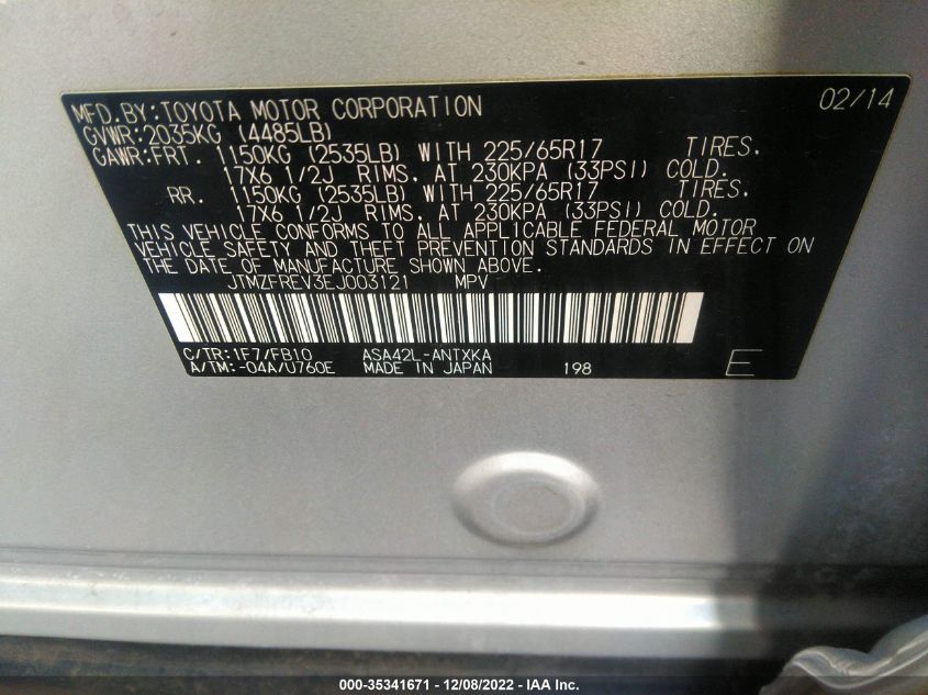 2014 TOYOTA RAV4 LE - JTMZFREV3EJ003121