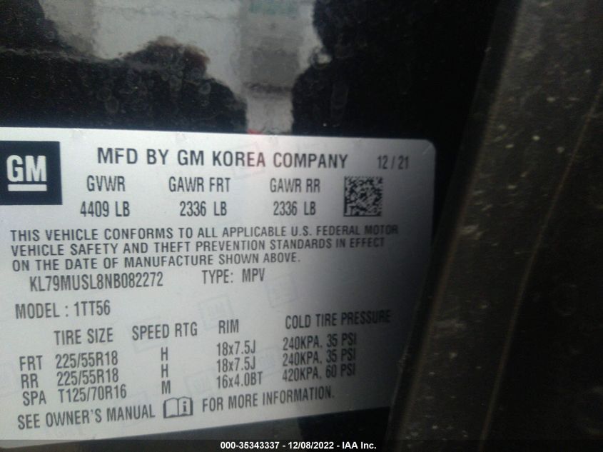 2022 CHEVROLET TRAILBLAZER RS - KL79MUSL8NB082272