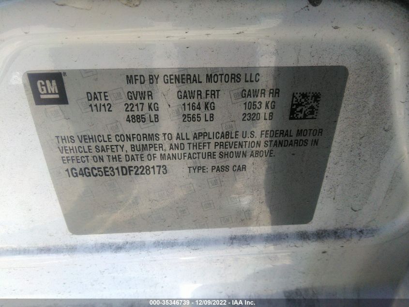 2013 BUICK LACROSSE LEATHER - 1G4GC5E31DF228173