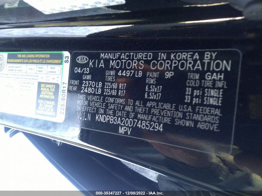 2013 KIA SPORTAGE LX - KNDPB3A20D7485294