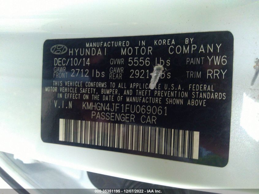 2015 HYUNDAI GENESIS 5.0L KMHGN4JF1FU069061