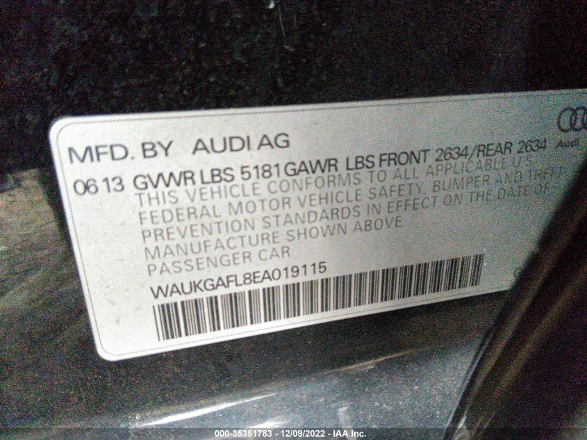 2014 AUDI S4 PRESTIGE WAUKGAFL8EA019115