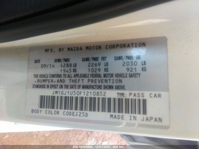 2015 MAZDA MAZDA6 I SPORT JM1GJ1U50F1210852