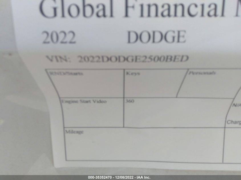 2022 DODGE RAM 2500 2022DODGE2500BED