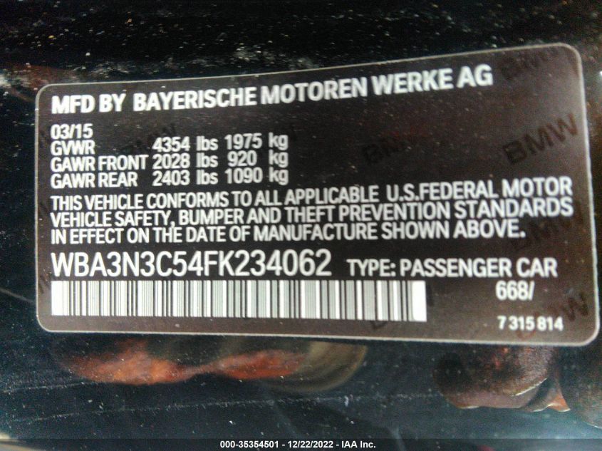 2015 BMW 428I - WBA3N3C54FK234062