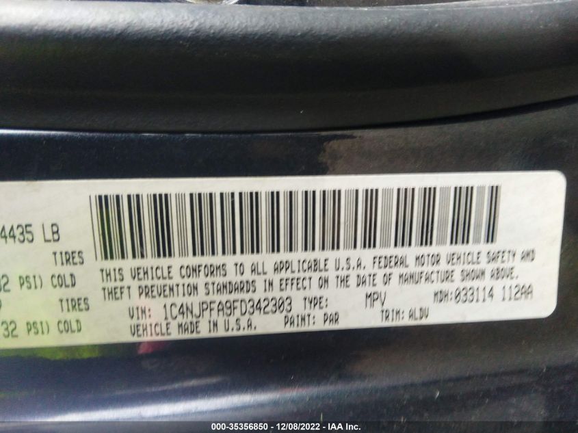 2015 JEEP PATRIOT HIGH ALTITUDE EDITION 1C4NJPFA9FD342303