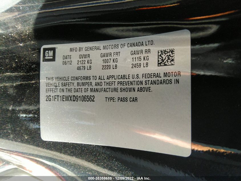 2013 CHEVROLET CAMARO SS - 2G1FT1EWXD9106562