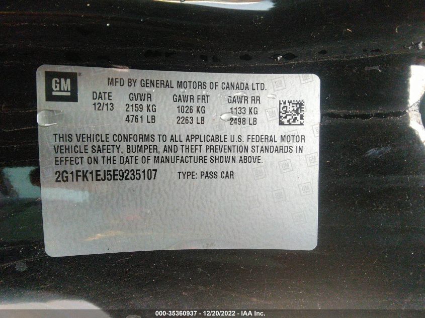 2014 CHEVROLET CAMARO SS - 2G1FK1EJ5E9235107